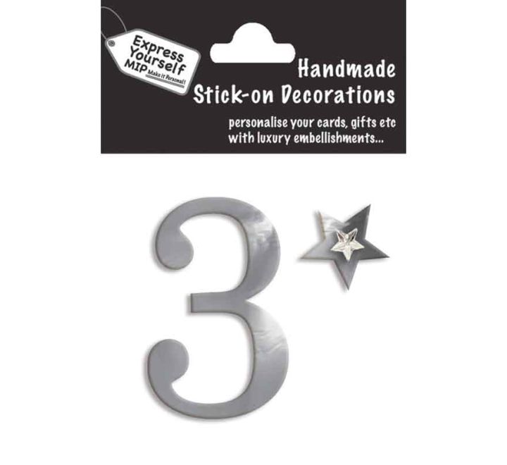 76X50mm NO.3 SILVER MINI NUMBER STICKER