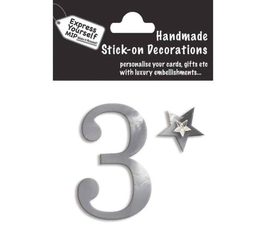 76X50mm NO.3 SILVER MINI NUMBER STICKER