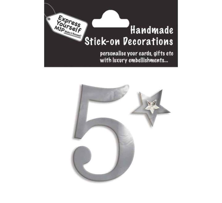 76X50mm NO.5 SILVER MINI NUMBER STICKER
