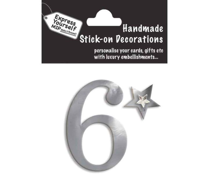 76X50mm NO.6 SILVER MINI NUMBER STICKER