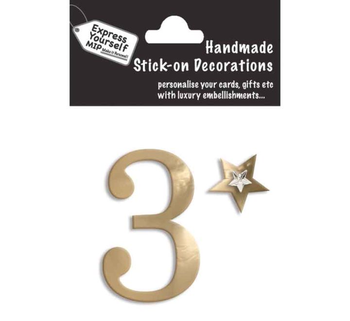 76X50mm NO.3 GOLD MINI NUMBER STICKER