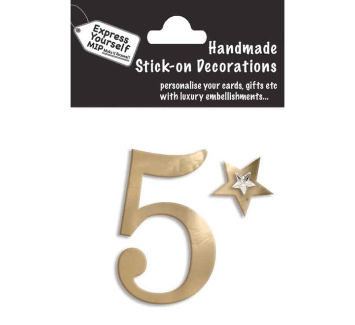 76X50mm NO.5 GOLD MINI NUMBER STICKER