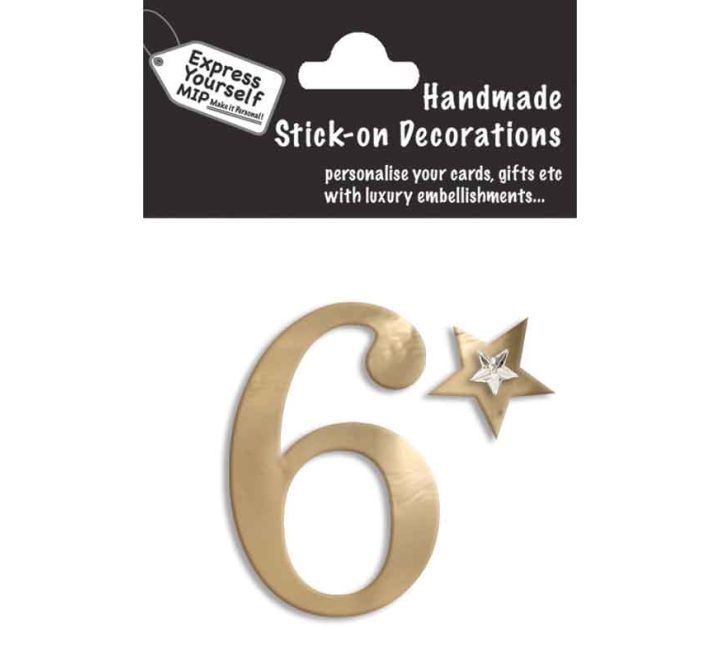 76X50mm NO.6 GOLD MINI NUMBER STICKER