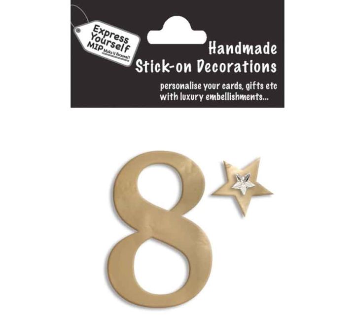 76X50mm NO.8 GOLD MINI NUMBER STICKER