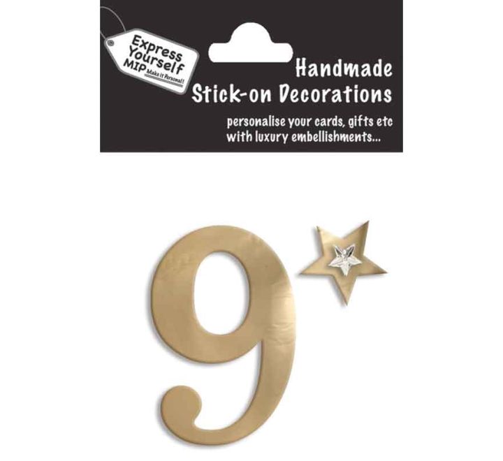 76X50mm NO.9 GOLD MINI NUMBER STICKER