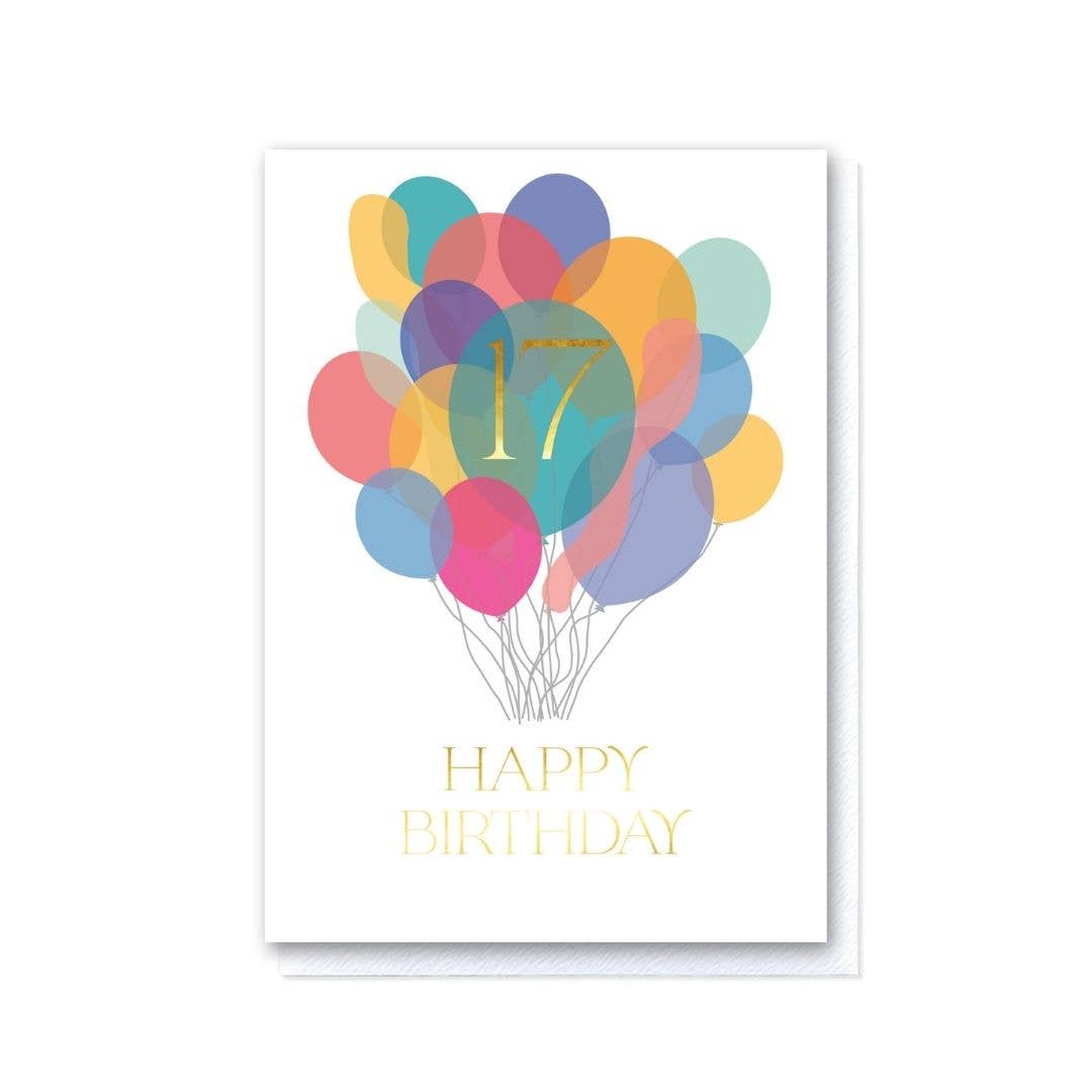 Seventeenth Birthday Balloon Bunch Card