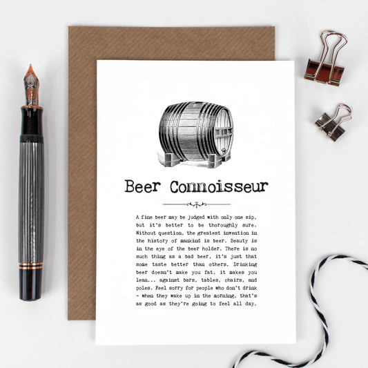 Funny Beer Connoisseur Card For Beer Drinkers