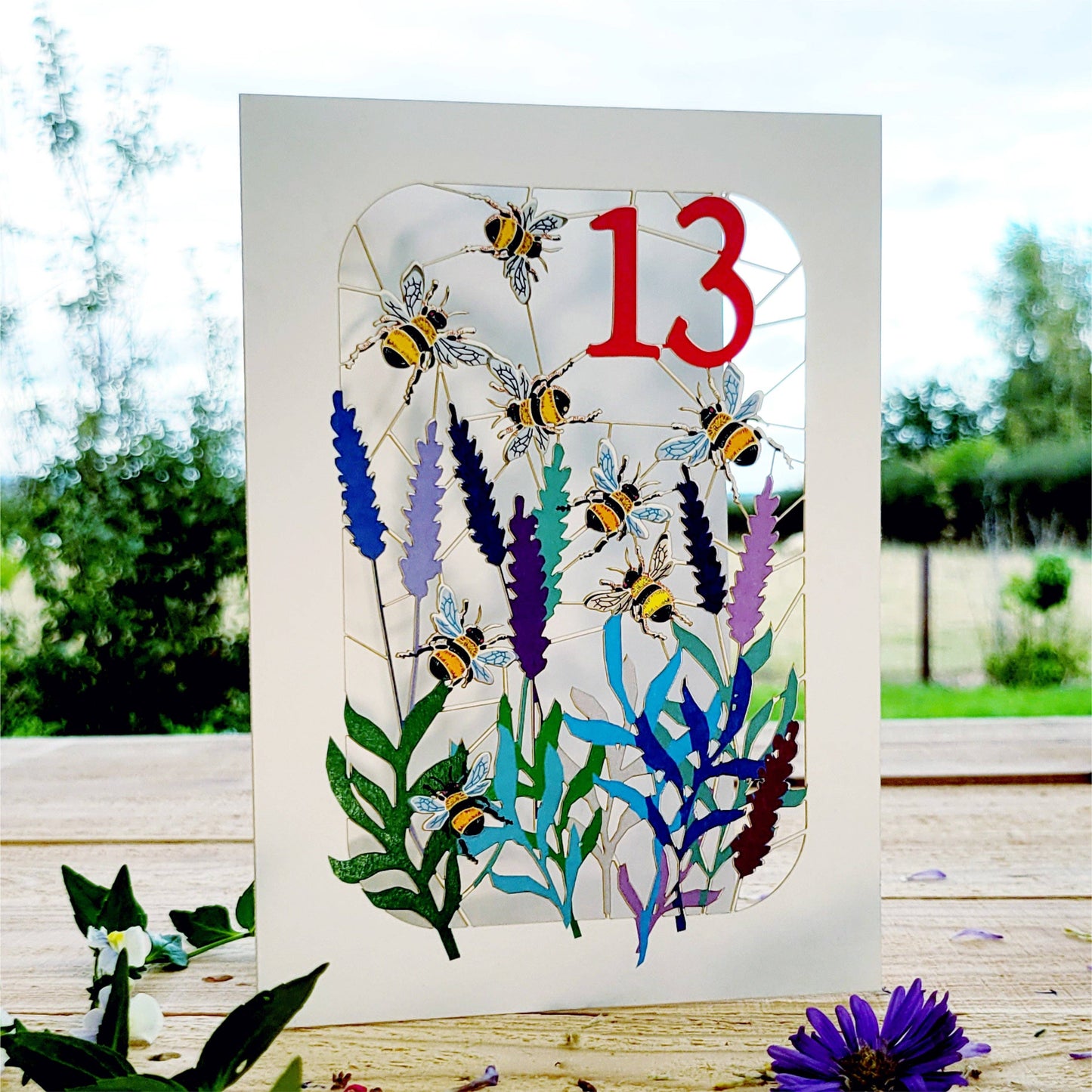 Age 13 Bee Design Birthday Card, 13TH Celebration