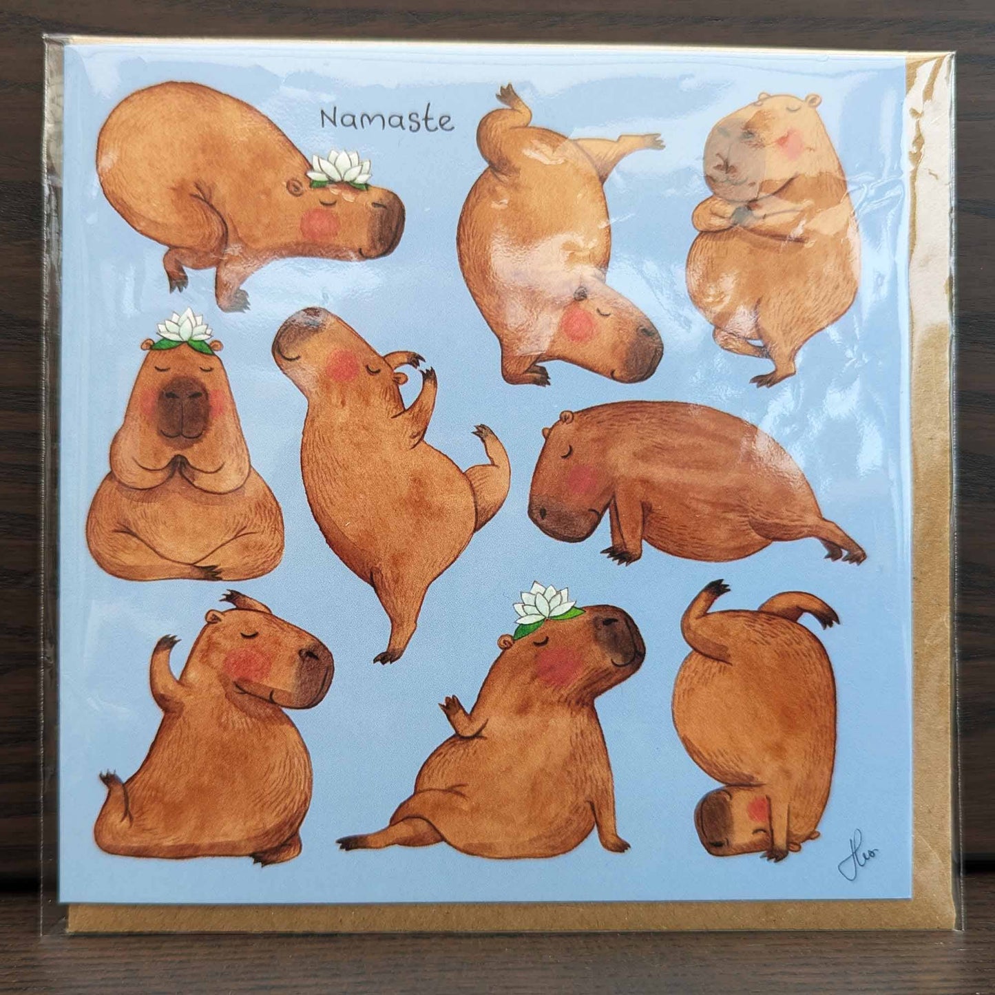 Yoga Capybara greeting card, Namaste card, Any occasion card