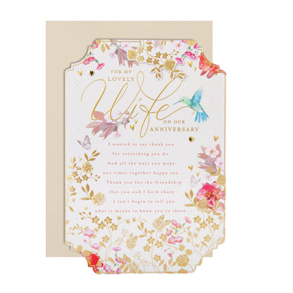 Anniversary Card for Wife with Floral Design and Verse