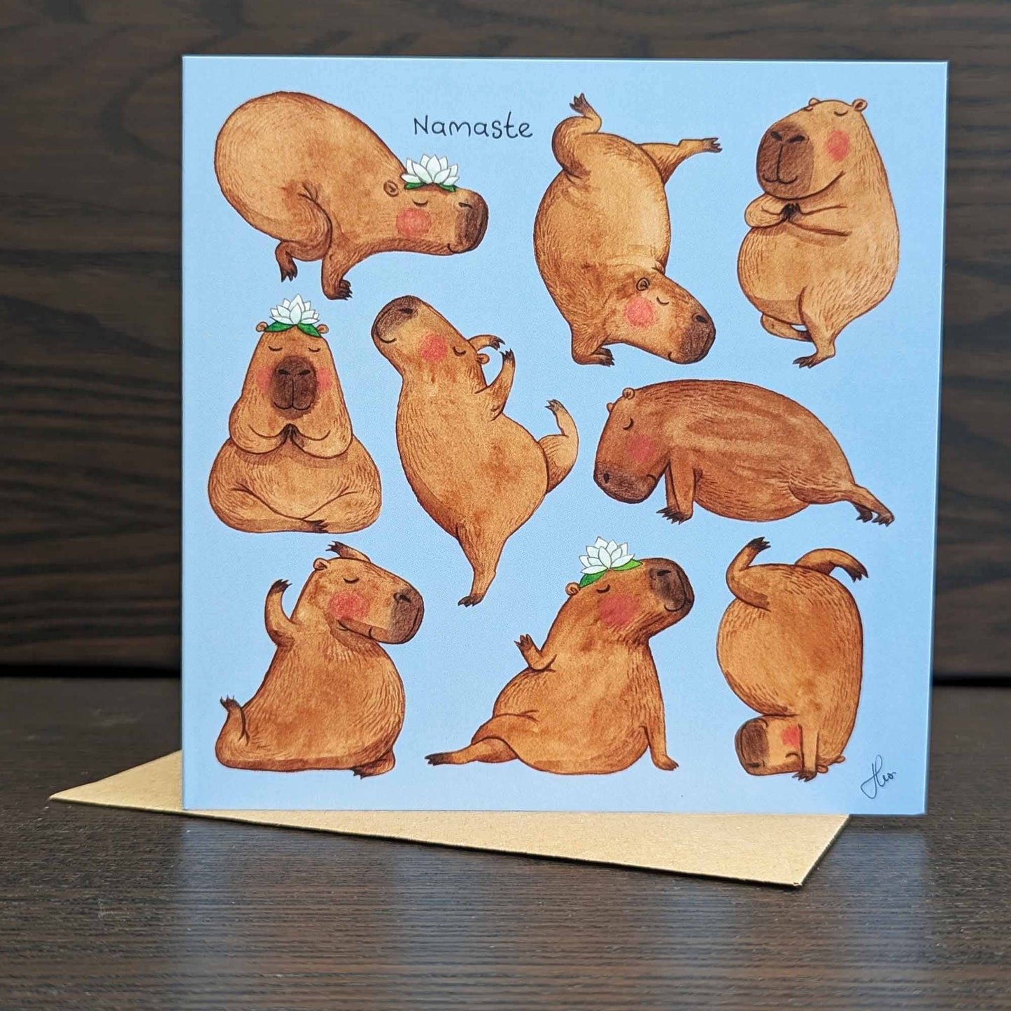 Yoga Capybara greeting card, Namaste card, Any occasion card