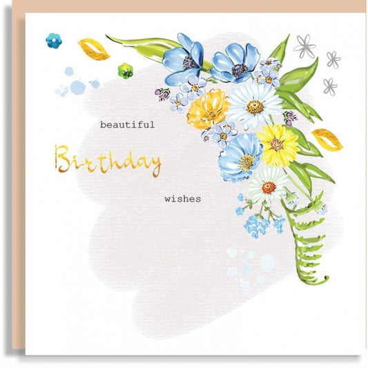 Blue Bouquet Birthday Sequin Card G21