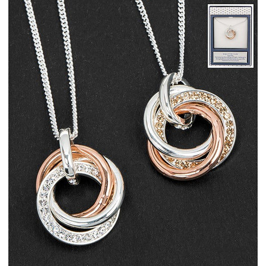 Equilibrium Two Tone Triple Ring Necklace