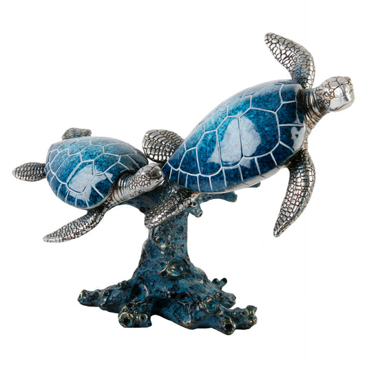 Naturecraft Polished Stone Effect - 2 Turtles Swimming