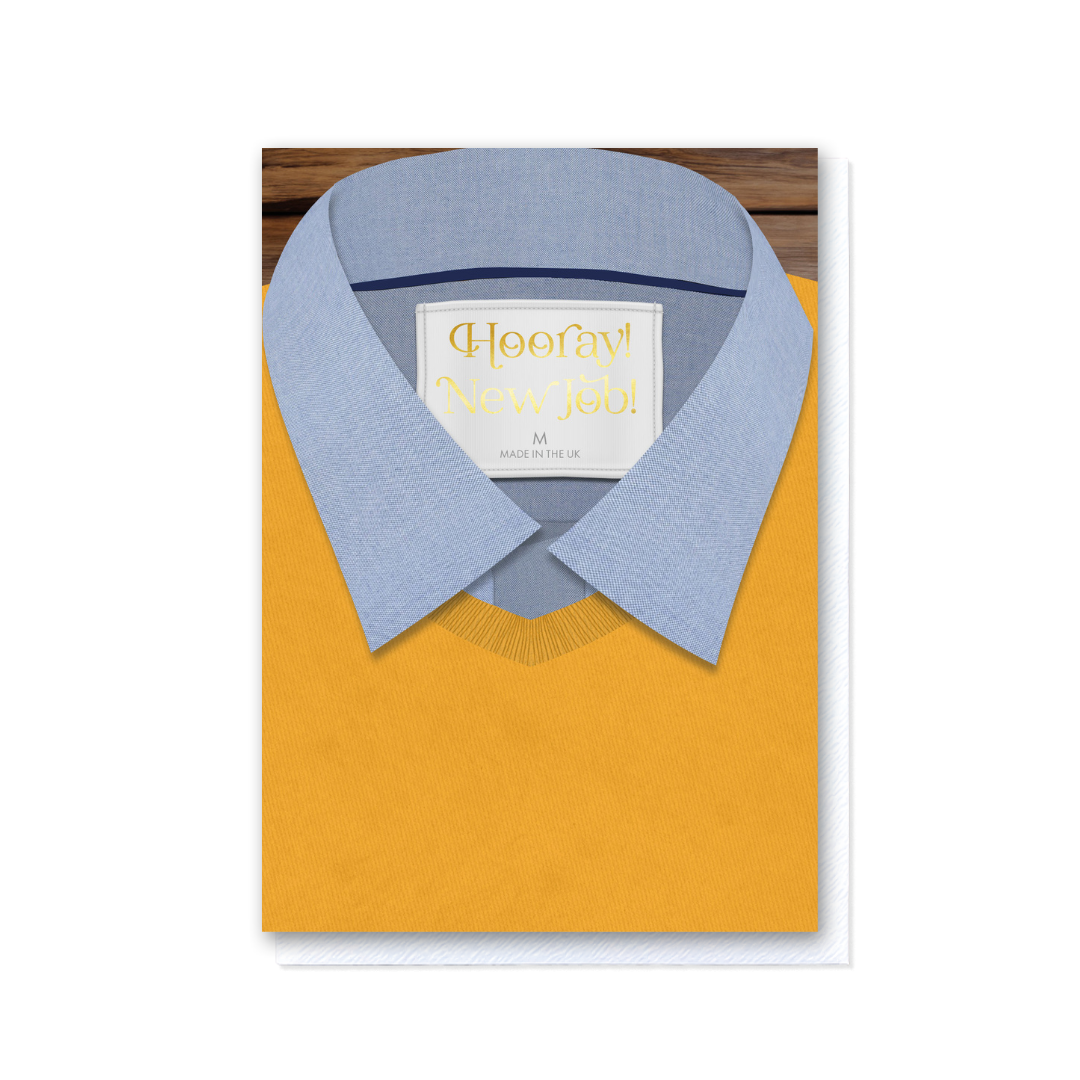 Attirely Good - Blue Shirt Mustard Hooray! New Job!