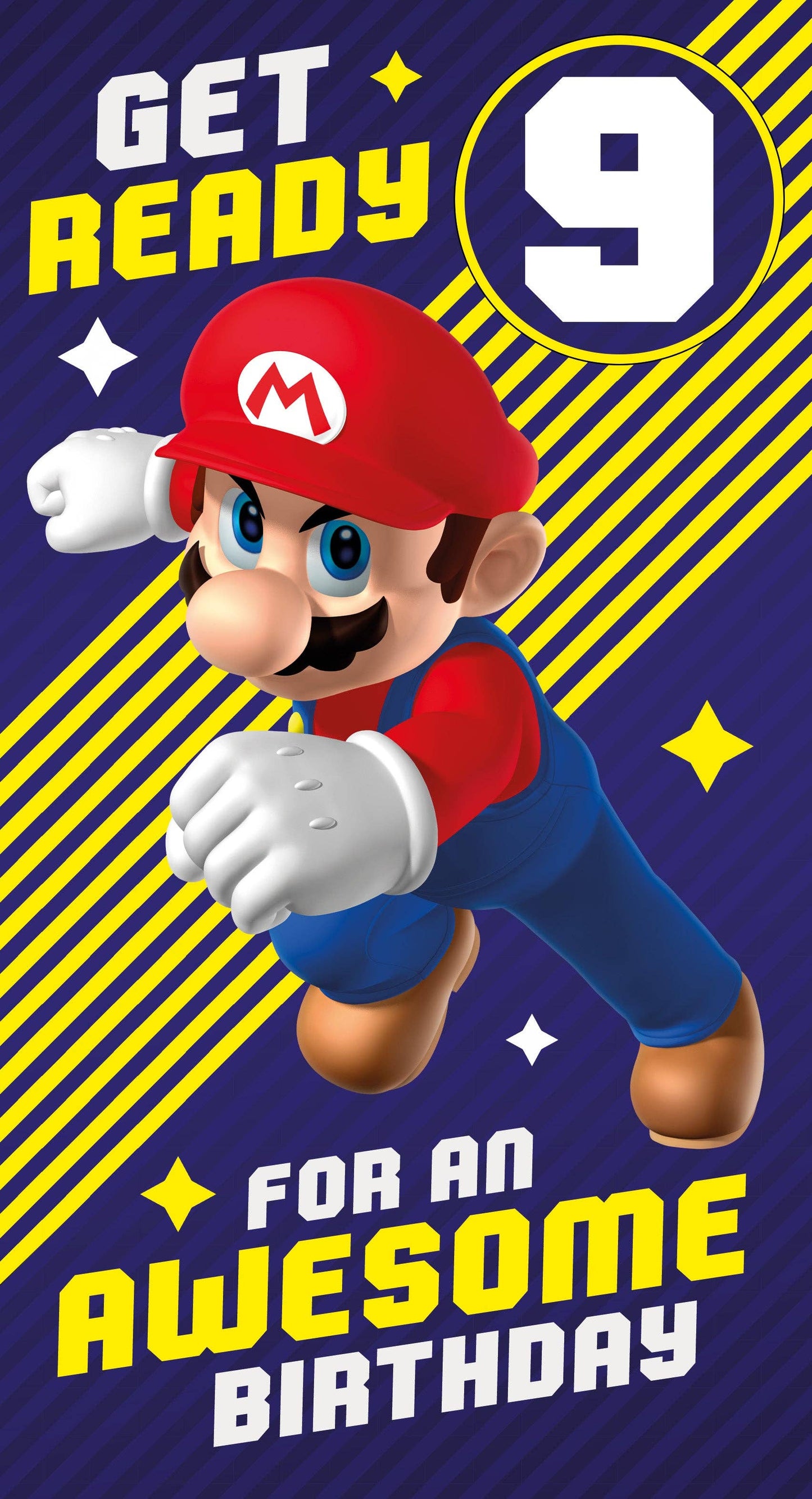 Super Mario Multi Ages 7-14 Sticker Birthday Card