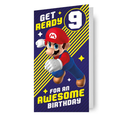 Super Mario Multi Ages 7-14 Sticker Birthday Card