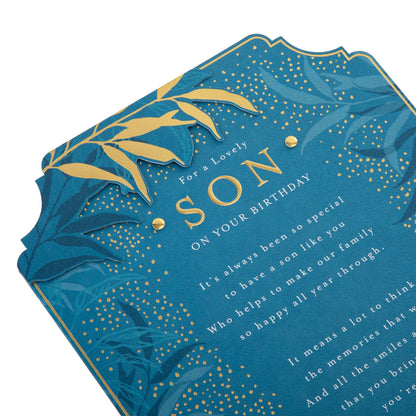 Birthday Card for Son with Floral Design and Verse
