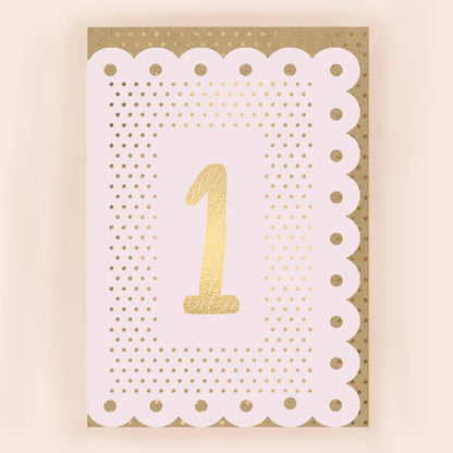 Age 1 Girl Card with Broderie Border