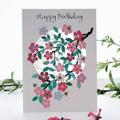 Bees and Blossom - Happy Birthday Card - PM860