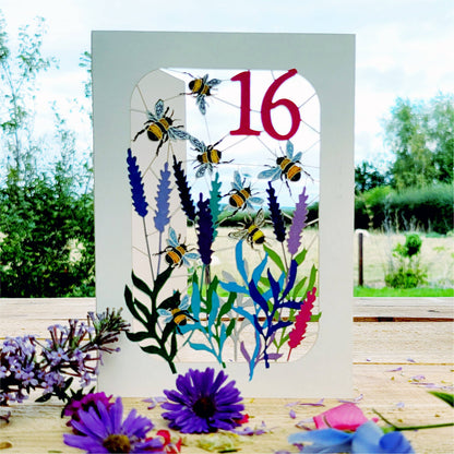 Age 16 Bee Design Birthday Card, 16TH Celebration