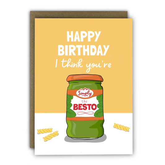 Funny Birthday Card - A6 - Simply The Pesto Pun Pasta Card