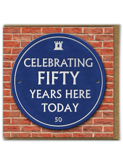 50th Birthday Milestone - Embossed Glossy Greetings Card