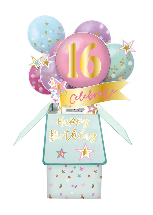 16th Balloons  - 3D Pop Up's Greeting Card - Second Nature