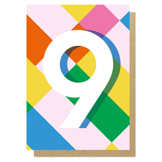 Number 9 colour block card