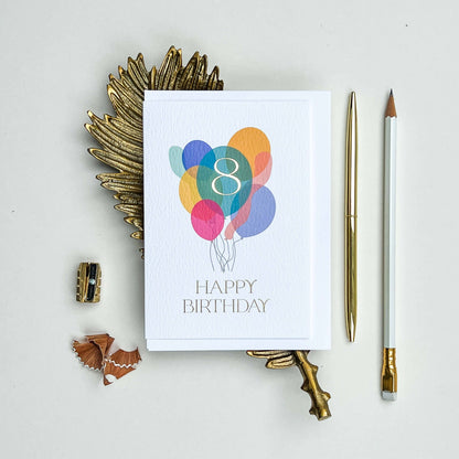 Eighth Birthday Balloon Bunch Card