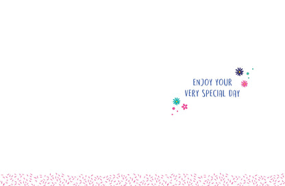 Birthday Card, Mum, Flowers On Navy