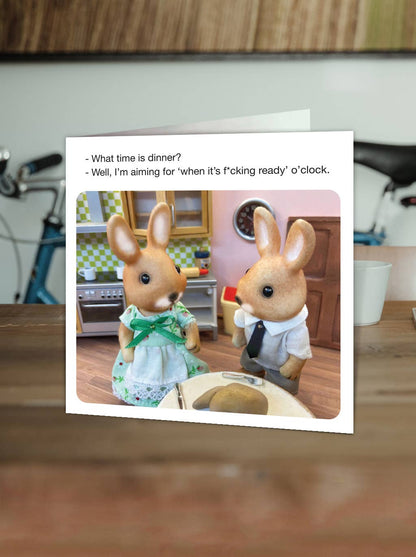 Funny Birthday Card - What Time Is Dinner? - by Forest_Friends