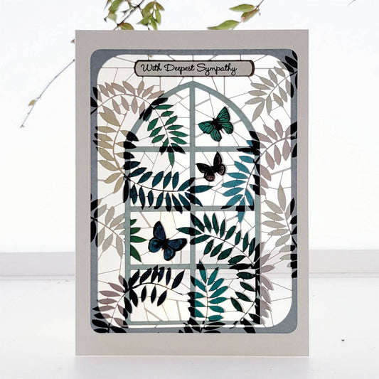 With Deepest Sympathy Card - Butterflies in a Window