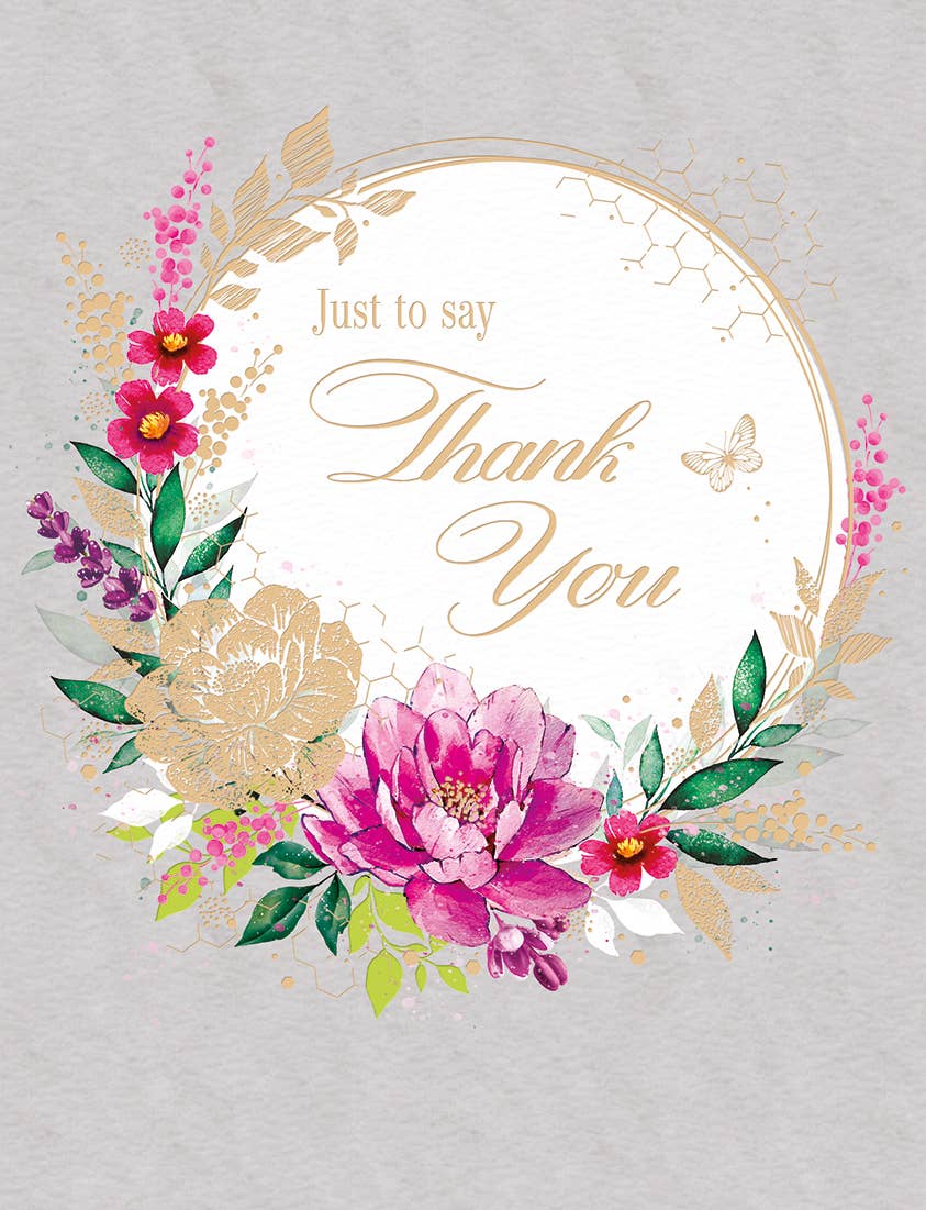 Thank You Card, Thank You, Floral Circle