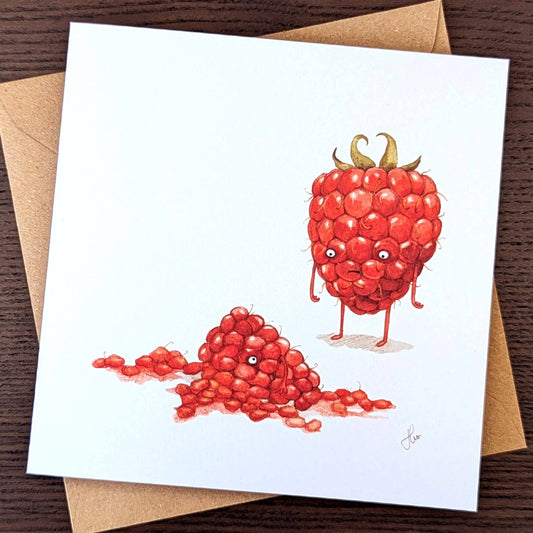 Fruity greeting card, Funny Raspberry Card, Dark humour