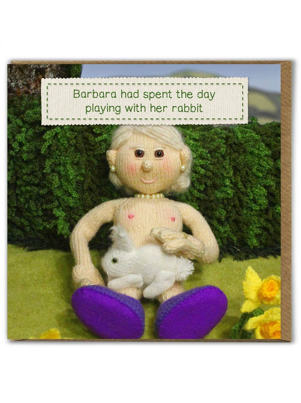 Funny Birthday Card - Playing With Rabbit by Nudinits