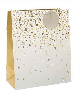 Gift Bag Large- Essentials Occasions Silver and Gold Confetti