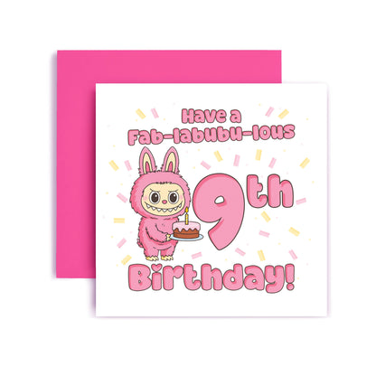 Have a Fab‑Labubulous 9th Birthday – Cute Character Card