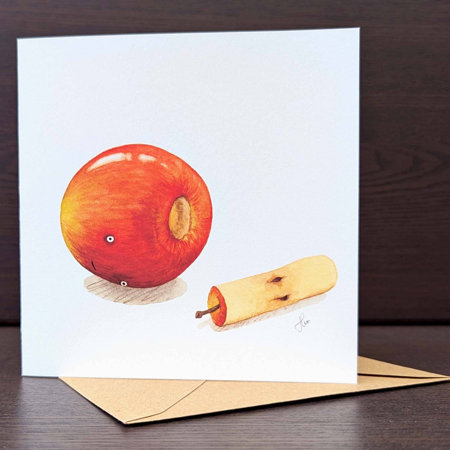 Fruity greeting card, Funny quirky Apple Card, Dark humour 