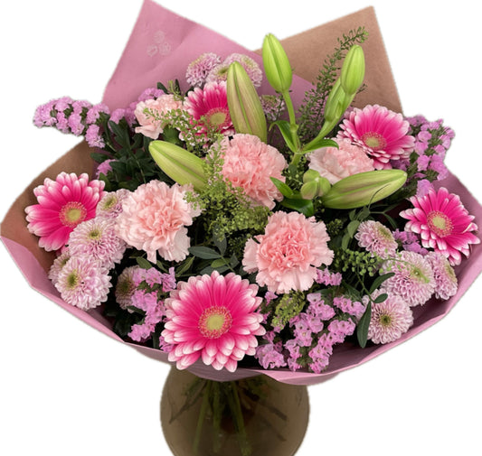 Pink Hand-Tied Bouquet Made with the Finest Freshest Flowers