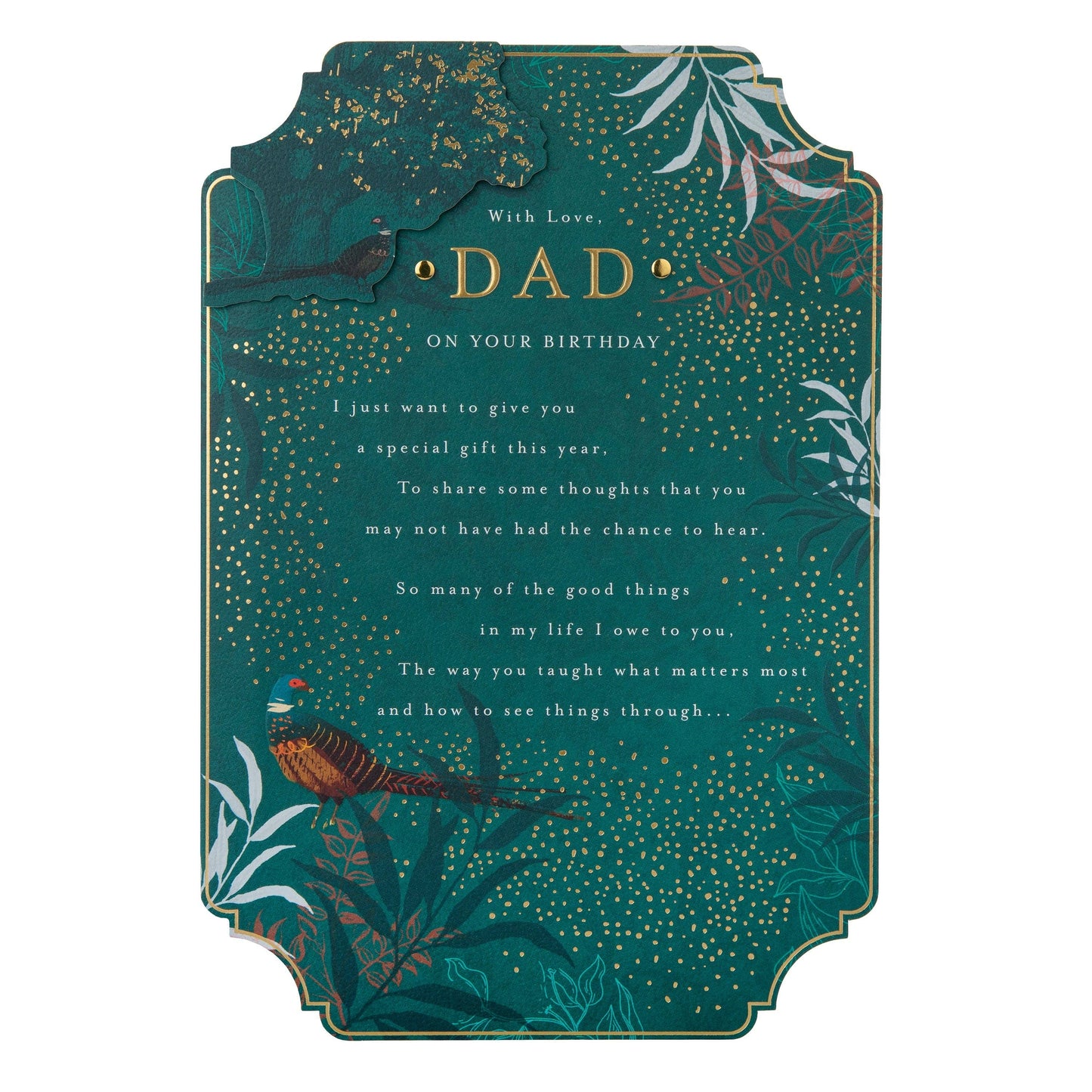 Birthday Card for Dad - Floral Design with Verse