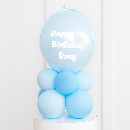 Baby Blue Latex Air Filled Personalised Bubble Stack