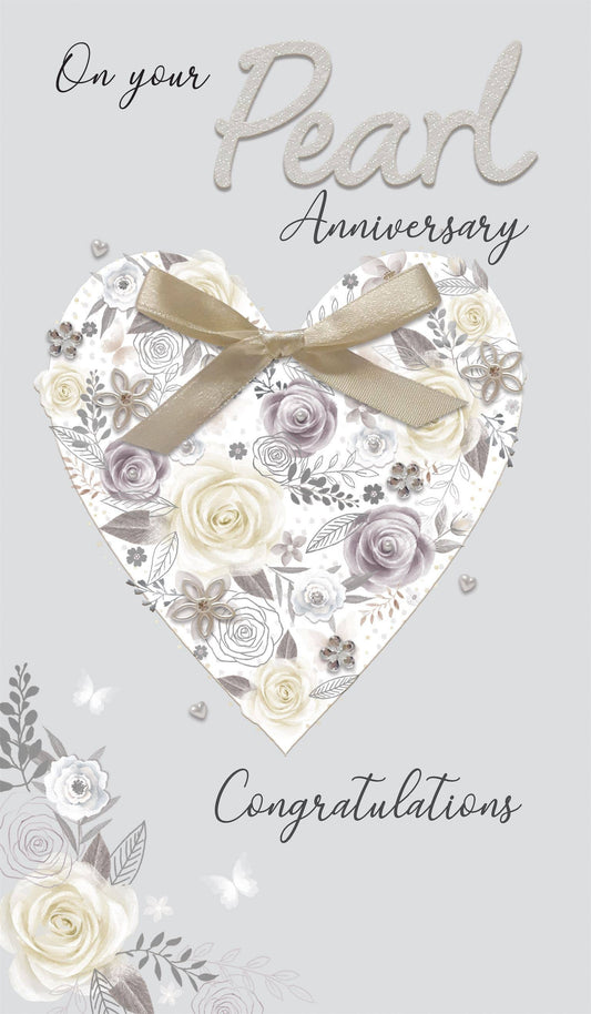 Pearl Anniversary -Heart Flowers - Champagne - Second Nature