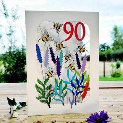 90TH Age Birthday Card, Bee Design