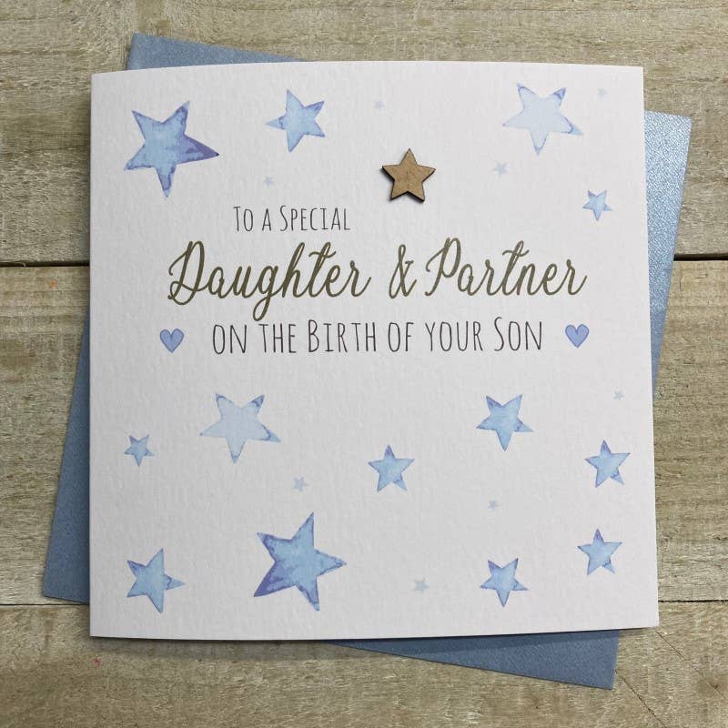 6 X Daughter & Partner - Birth of Son - Blue Stars (S518)