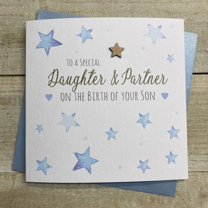 6 X Daughter & Partner - Birth of Son - Blue Stars (S518)