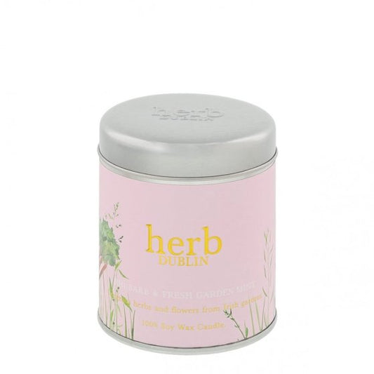 Rhubarb And Fresh Garden Mint Tin Candle