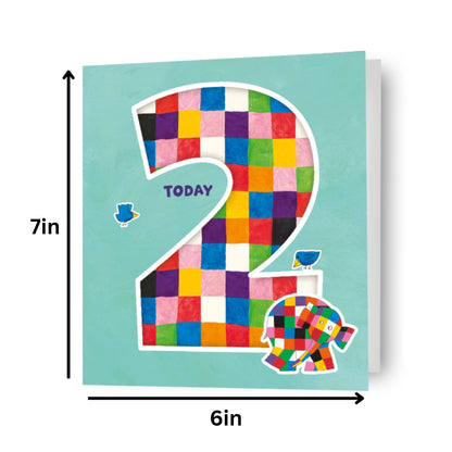 Elmer The Patchwork Elephant Age 2 Birthday Card
