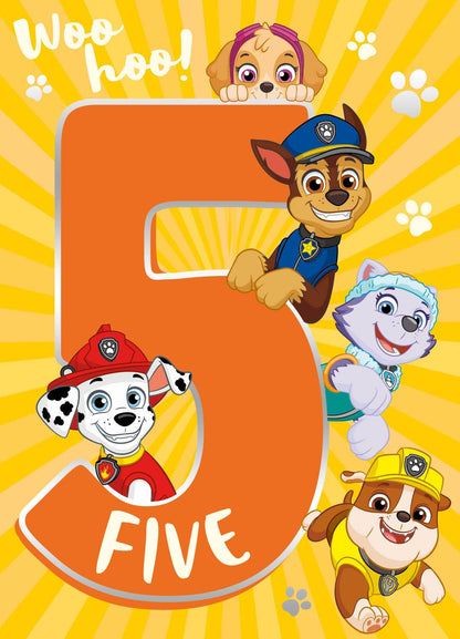 Paw Patrol Age 5 Birthday Card