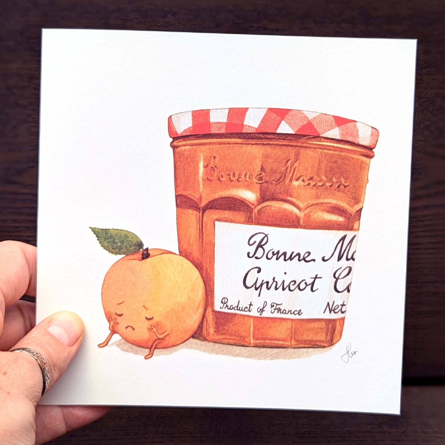 Fruity greeting card, Funny quirky Apricot Card, Dark humour